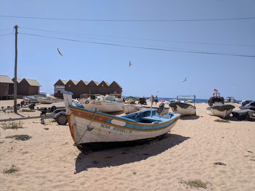 Armacao de Pera in Portugal (Algarve): fisher boats on the beach